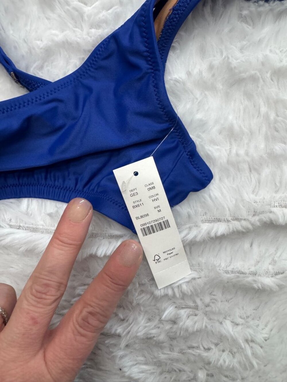 J.Crew Blue Bikini Top Adjustable Back Lined Heritage Scoop Neck Bikini Top Med - Picture 12 of 13